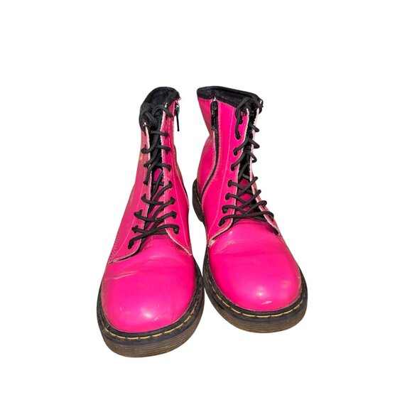 Dr. Martens Delaney Barbie Hot Pink Leather Kids Boots Size 4 With Zipper Laces - Picture 5 of 14